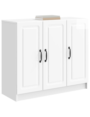 Credenza Bianco Lucido 89 x 34,5 x 77 cm Legno ingegnerizzato