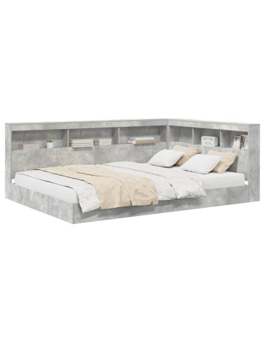 Letto Libreria Grigio cemento 160 x 200 cm Legno multistrato