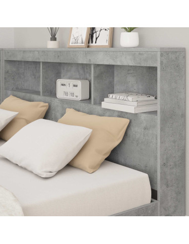 Letto Libreria Grigio cemento 160 x 200 cm Legno multistrato