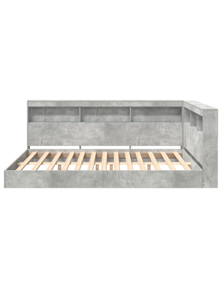 Letto Libreria Grigio cemento 160 x 200 cm Legno multistrato
