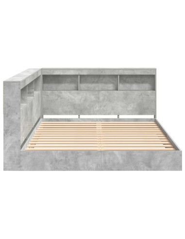 Letto Libreria Grigio cemento 160 x 200 cm Legno multistrato