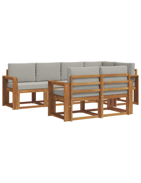 Set di divani con cuscino 7 pcs Grigio Naturale e Chiaro