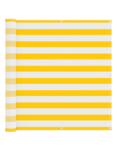 Schermo da balcone Giallo e Bianco 110 x 600 cm Tessuto Oxford