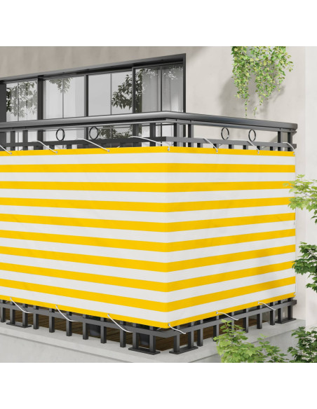 Schermo da balcone Giallo e Bianco 110 x 600 cm Tessuto Oxford