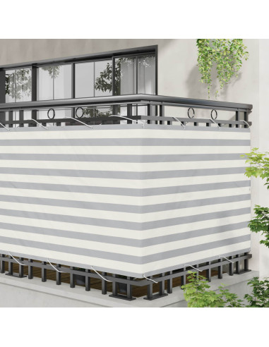 Schermo da balcone Grigio chiaro e bianco 110 x 800 cm