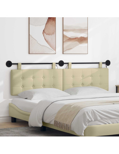 Testiera sospesa Con luce LED Crema Similpelle