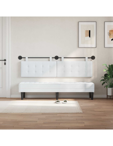 Testiera sospesa Con luce LED Bianco Tessuto