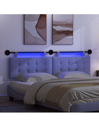 Testiera sospesa Con luce LED Blu jeans Tessuto