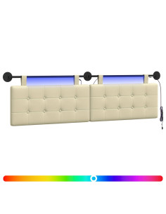 Testiera sospesa Con luce LED Crema Similpelle 2