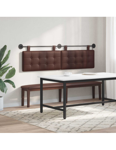 Testiera sospesa Con luce LED Marrone Similpelle