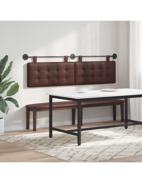 Testiera sospesa Con luce LED Marrone Similpelle
