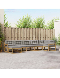 Set di divani da esterno 7 pcs Bianco e Grigio Chiaro