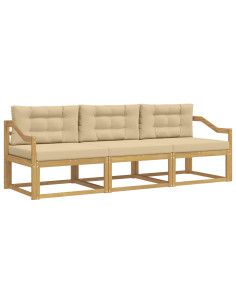Set di divani da esterno 3 pcs Bianco e Beige Poliestere 2