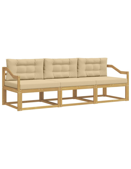 Set di divani da esterno 3 pcs Bianco e Beige Poliestere
