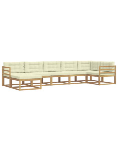 Set di divani da esterno con cuscino 7 pcs Bianco e Crema 2