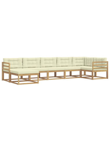 Set di divani da esterno con cuscino 7 pcs Bianco e Crema