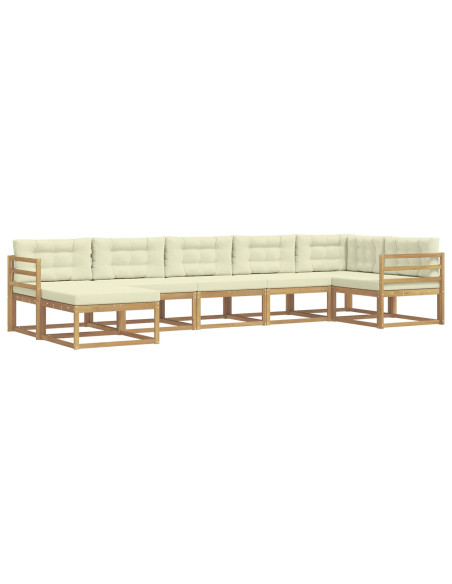 Set di divani da esterno con cuscino 7 pcs Bianco e Crema