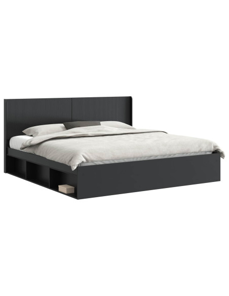 Struttura del letto con stoccaggio e testata Nero 200 x 200 cm