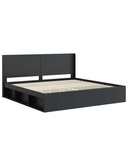 Struttura del letto con stoccaggio e testata Nero 200 x 200 cm