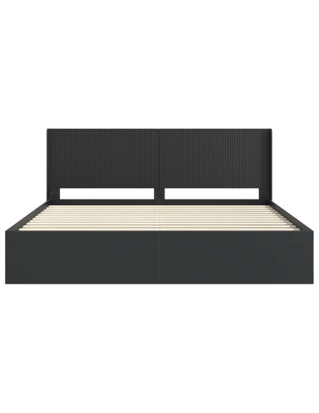 Struttura del letto con stoccaggio e testata Nero 200 x 200 cm