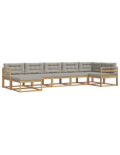 Set di divani da esterno 7 pcs Bianco e Grigio Chiaro 2