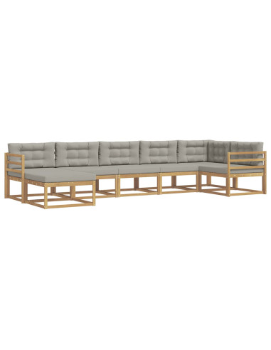 Set di divani da esterno 7 pcs Bianco e Grigio Chiaro