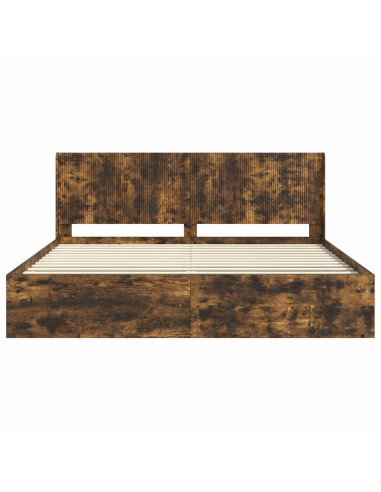 Struttura del letto con stoccaggio e testata Rovere Fumo