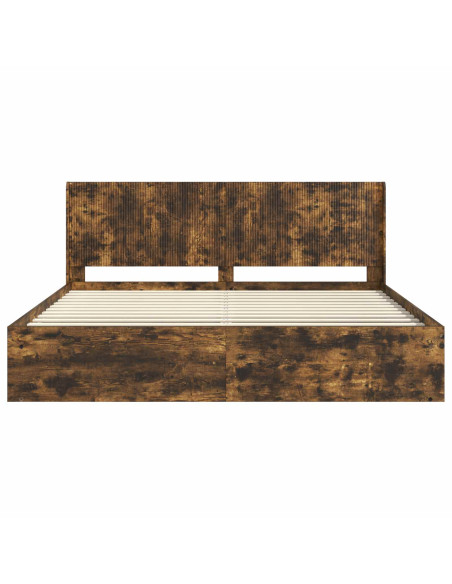 Struttura del letto con stoccaggio e testata Rovere Fumo
