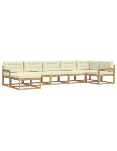 Set di divani da esterno con cuscino 7 pcs Bianco e Crema 2