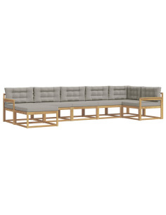Set di divani da esterno 7 pcs Bianco e Grigio Chiaro 2