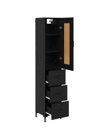 Credenza Rovere Nero 34,5 x 34 x 180 cm Legno multistrato