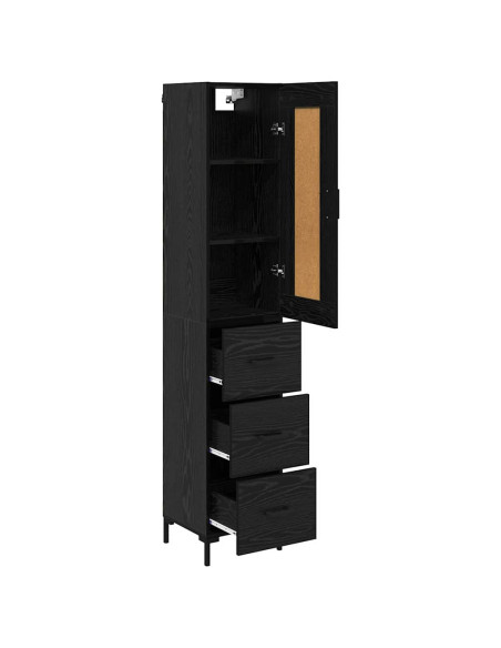 Credenza Rovere Nero 34,5 x 34 x 180 cm Legno multistrato