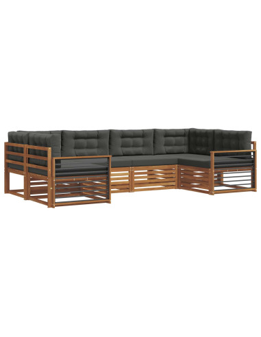 Set di divani da esterno con cuscino 6 pcs Naturale e Antracite