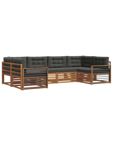 Set di divani da esterno con cuscino 6 pcs Naturale e Antracite
