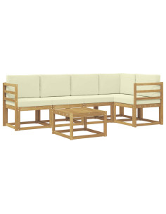 Set di divani da esterno con cuscino 6 pcs Bianco e Crema 2