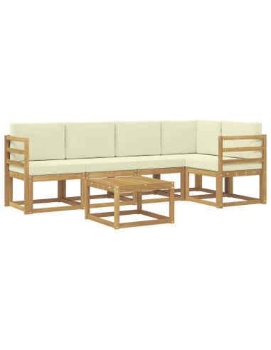 Set di divani da esterno con cuscino 6 pcs Bianco e Crema