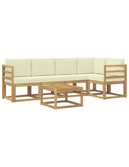 Set di divani da esterno con cuscino 6 pcs Bianco e Crema