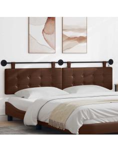 Testiera sospesa Con luce LED Marrone Similpelle