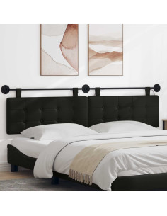 Testiera sospesa Con luce LED Nero Similpelle