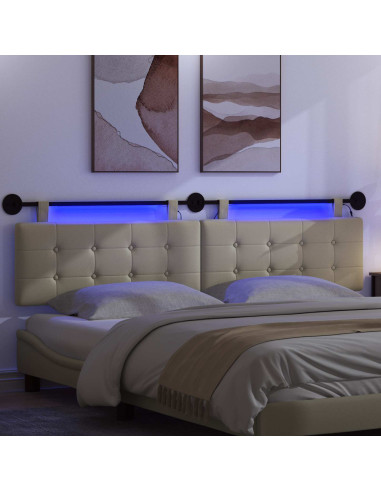 Testiera sospesa Con luce LED Crema Similpelle