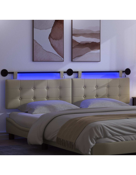 Testiera sospesa Con luce LED Crema Similpelle