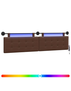 Testiera sospesa Con luce LED Marrone Similpelle 2