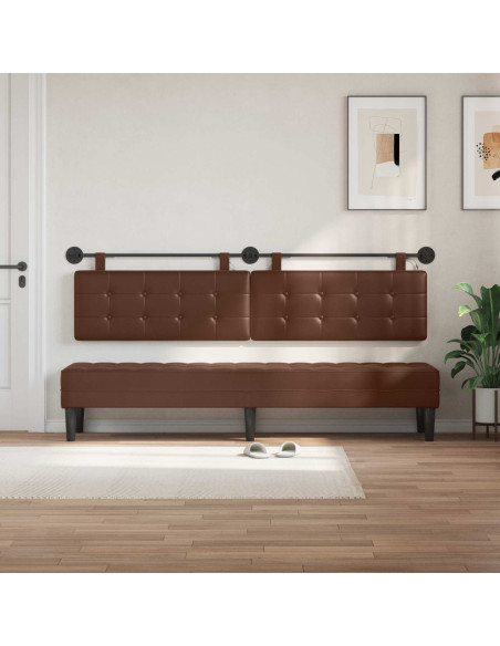 Testiera sospesa Con luce LED Marrone Similpelle