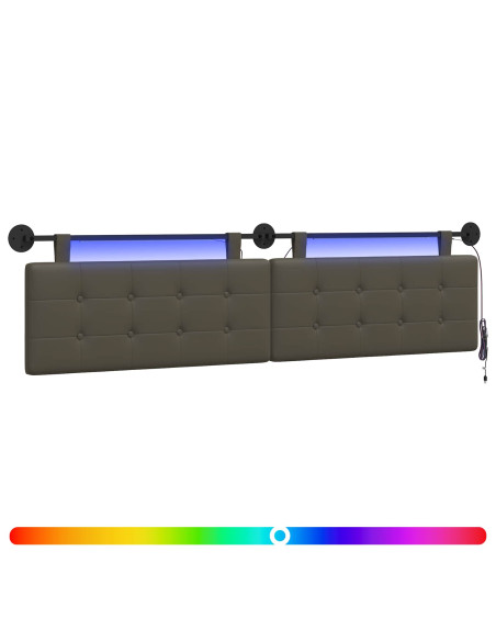 Testiera sospesa Con luce LED Grigio Similpelle
