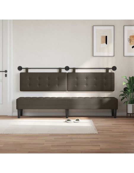 Testiera sospesa Con luce LED Grigio Similpelle