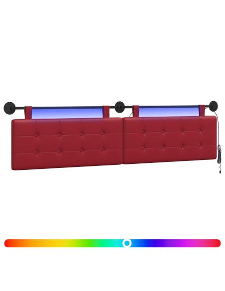 Testiera sospesa Con luce LED Rosso Vino Similpelle