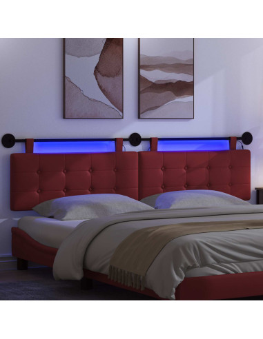 Testiera sospesa Con luce LED Rosso Vino Similpelle