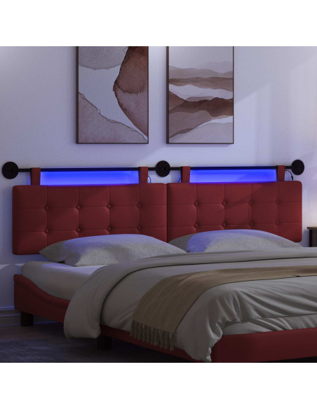 Testiera sospesa Con luce LED Rosso Vino Similpelle
