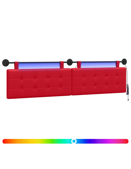 Testiera sospesa Con luce LED Rosso Similpelle