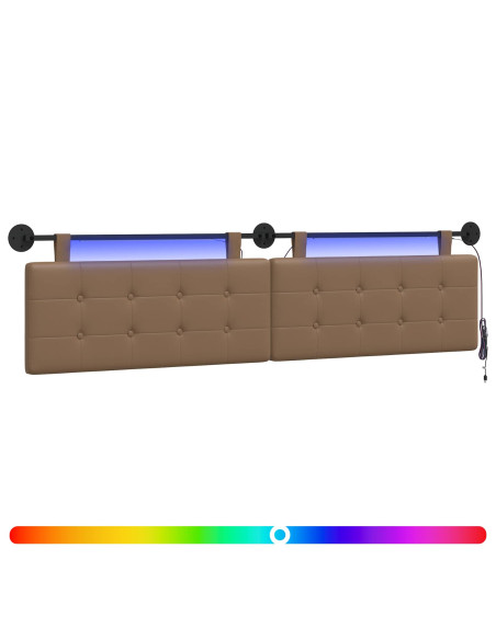 Testiera sospesa Con luce LED Cappuccino Similpelle